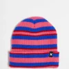 Collusion Unisex Stripe Logo Beanie In Pink And Blue