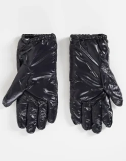 Collusion Unisex Wet Look Padded Gloves In