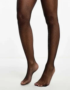 Daisy Street Tights With Mulitcolour Rhinestones In