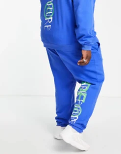 Dark Future Co-Ord Relaxed Jogger With Logo Graphic Print In Blue