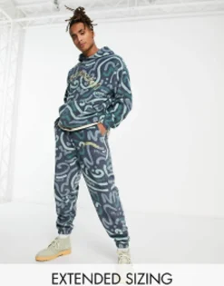 Daysocial Co-Ord Relaxed Joggers In Polar Fleece With All Over Doodle Print In