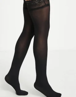 Design 50 Denier Lace Top Hold Ups In