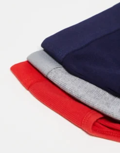 Design 3 Pack Briefs In Red, Navy And Grey