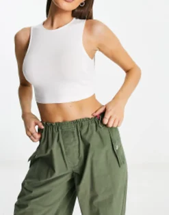 Design 2 Pack High Neck Super Crop Vest In Black And White