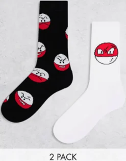 Design 2 Pack Pokemon Sports Sock With Pokeball Design