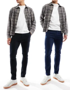 Design 2 Pack Skinny Chinos In Black And Navy