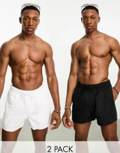 Design 2 Pack Swim Shorts In Short Length In Save