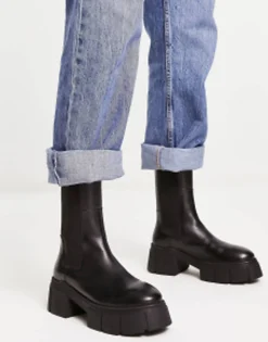 Design Adelphi Premium Leather Chelsea Boots In Black