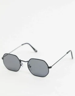 Design Angled Sunglasses In Metal With Smoke Lens