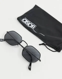 Design Angled Sunglasses In Metal With Smoke Lens