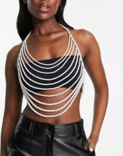 Design Body Harness With Layered Graduated Pearl Design