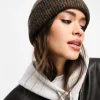 Design Chunky Double Roll Beanie In Chocolate