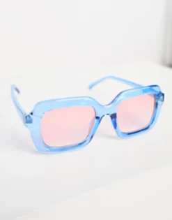 Design Chunky Mid Square In Crystal Blue With Light Pink Lens