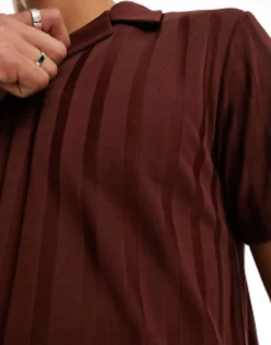 Design Co-Ord Revere Polo Shirt In Shiny Rib