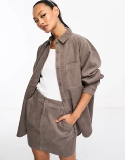 Design Cord Oversized Shirt In