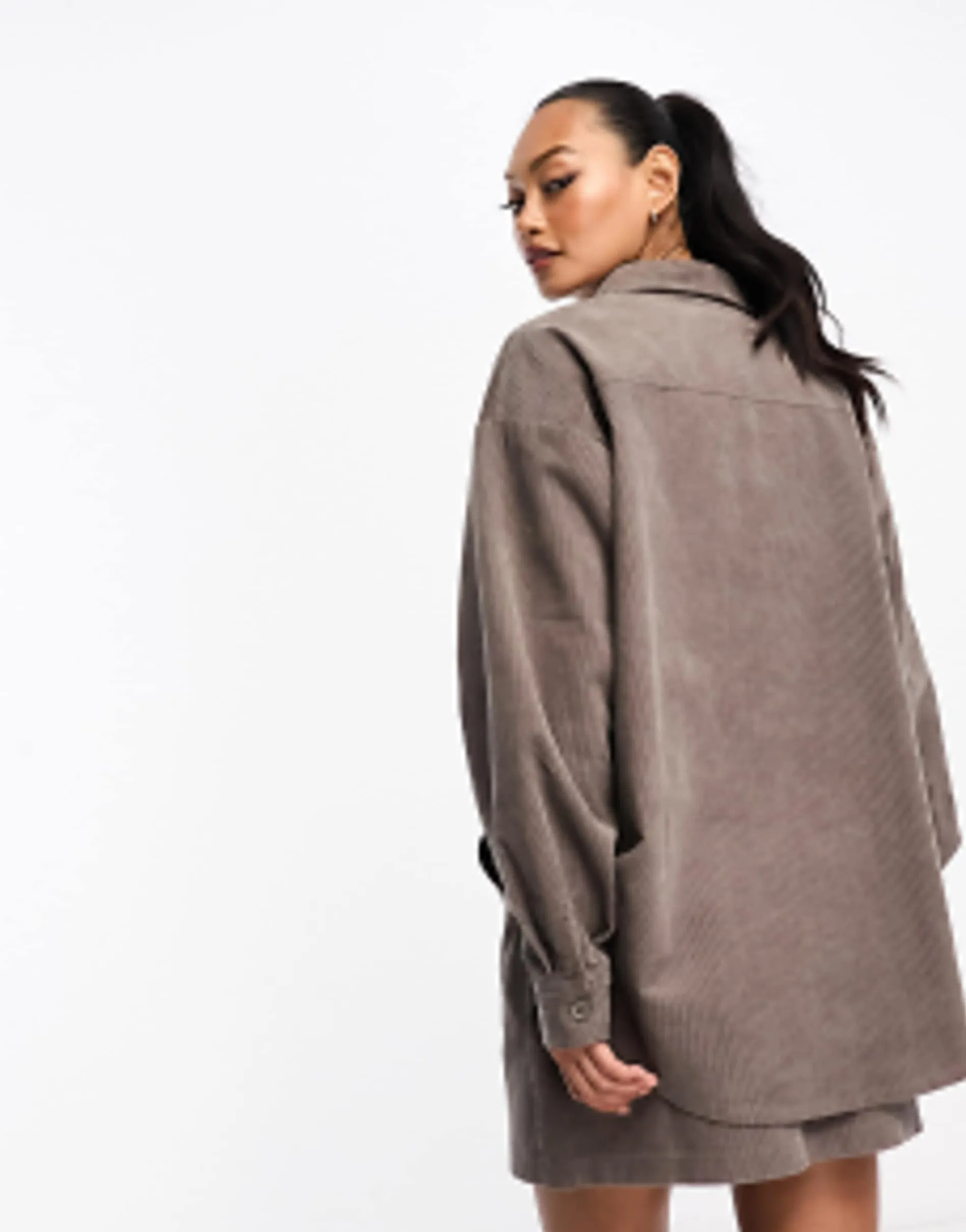 Design Cord Oversized Shirt In