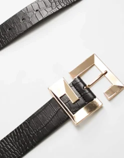 Design Curve Croc Spiral Logo Belt In
