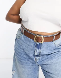 Design Curve Wavy Buckle Waist And Hip Jeans Belt In