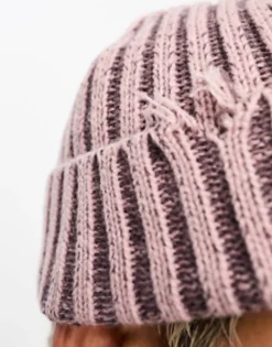 Design Distressed Beanie In Lilac