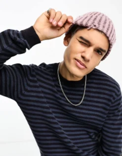 Design Distressed Beanie In Lilac