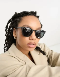 Design Fine Frame Round Sunglasses In