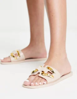 Design Fleur Chain Jelly Flat Sandal In