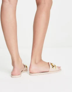Design Fleur Chain Jelly Flat Sandal In