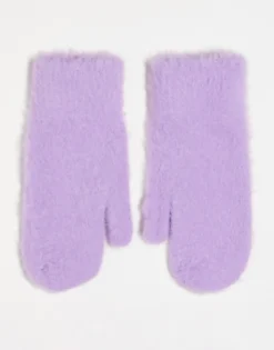 Design Fluffy Mittens In Purple