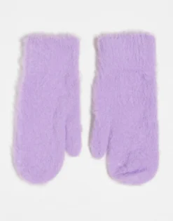 Design Fluffy Mittens In Purple