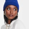 Design Fluffy Rib Beanie In Cobalt Blue
