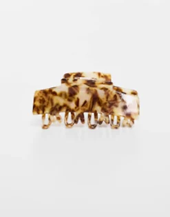 Design Hair Clip Claw With Double Prongs In Pale Tort
