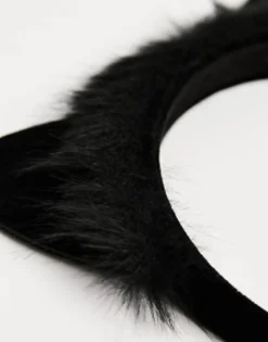 Design Halloween Headband With Cat Ears With Faux Fur In