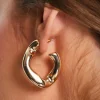 Design Hoop Earring With Twist Link Design In Tone