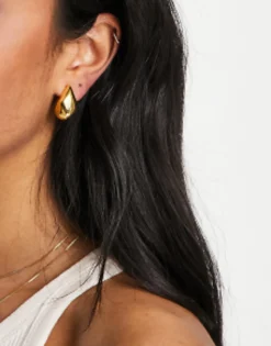Design 14K Plated Earrings With Molten Stud Design