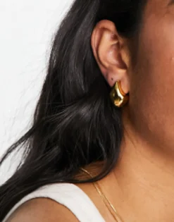 Design 14K Plated Earrings With Molten Stud Design