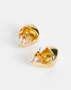 Design 14K Plated Earrings With Molten Stud Design