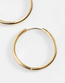 Design 14K Plated 25Mm Hinge Hoop Earring