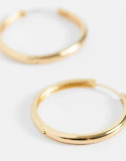 Design 14K Plated 25Mm Hinge Hoop Earring