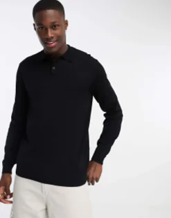 Design Knitted Essential Polo Jumper In
