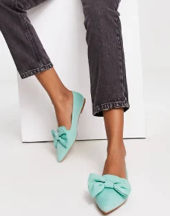 Design Lake Bow Pointed Ballet Flats In