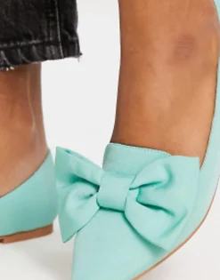 Design Lake Bow Pointed Ballet Flats In