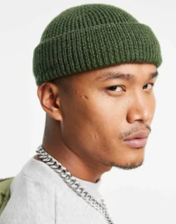 Design Lambswool Mini Fisherman Ribbed Beanie In