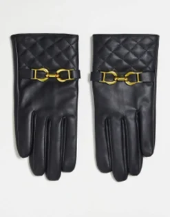 Design Leather Gloves With Gold Hardware In