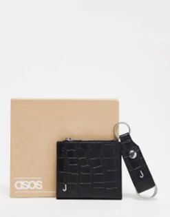 Design Leather Keyring And Wallet Set With J Initial