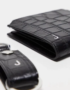 Design Leather Keyring And Wallet Set With J Initial