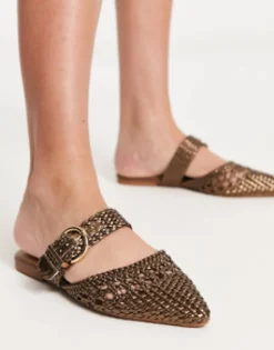 Design Lisbon Pointed Woven Ballet Flats In