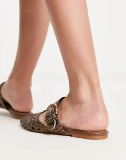 Design Lisbon Pointed Woven Ballet Flats In