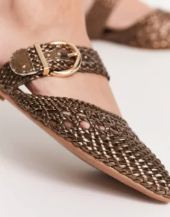 Design Lisbon Pointed Woven Ballet Flats In