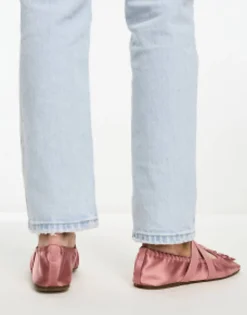 Design Los Angeles Ruched Ballet With Elastic Strap In Rose