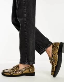 Design Melodic Slim Loafer With Chain In Snake